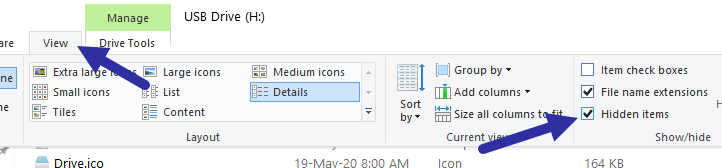 カスタム USB ドライブ アイコン - 隠しファイルを表示